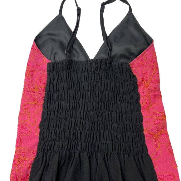 Beautiful UNIQUE Embroidered Boho Cami Babydoll Top/Tank Pink/Orange/Black S/M - Picture 5 of 9